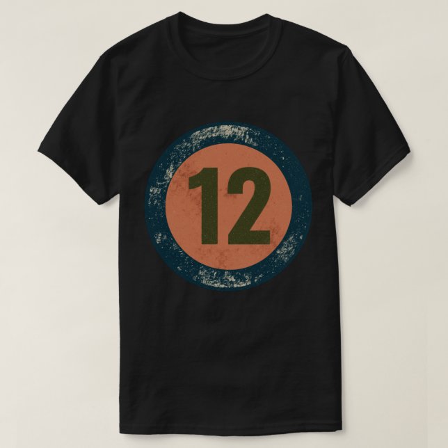 Vintage Distressed Number 12 T-Shirt (Design Front)