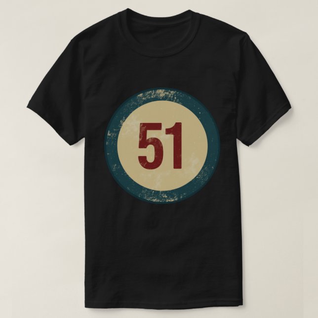 Vintage Distressed Number 51 T-Shirt (Design Front)