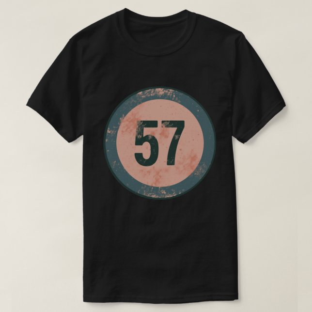 Vintage Distressed Number 57 T-Shirt (Design Front)