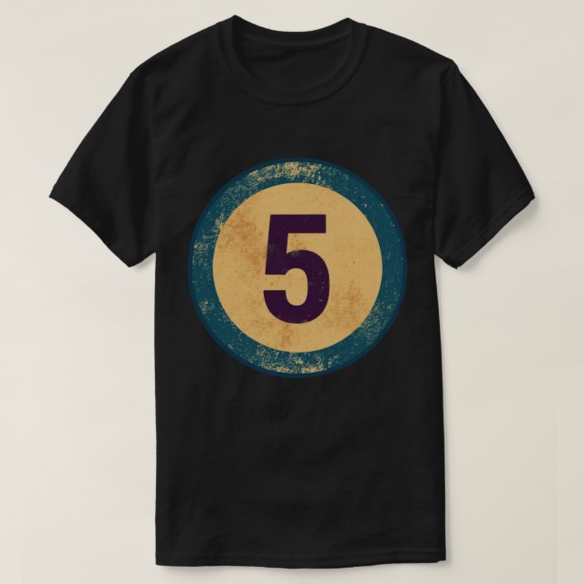 Vintage Distressed Number 5 T-Shirt (Design Front)