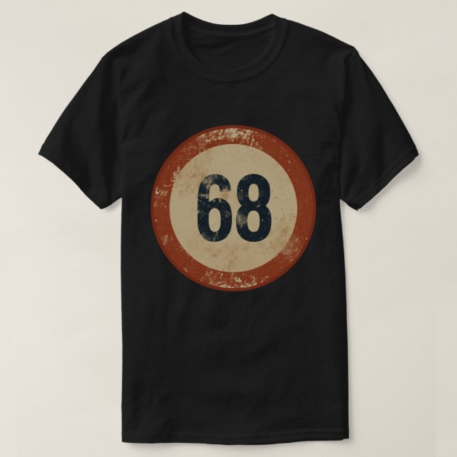 Vintage Distressed Number 68 T-Shirt (Design Front)