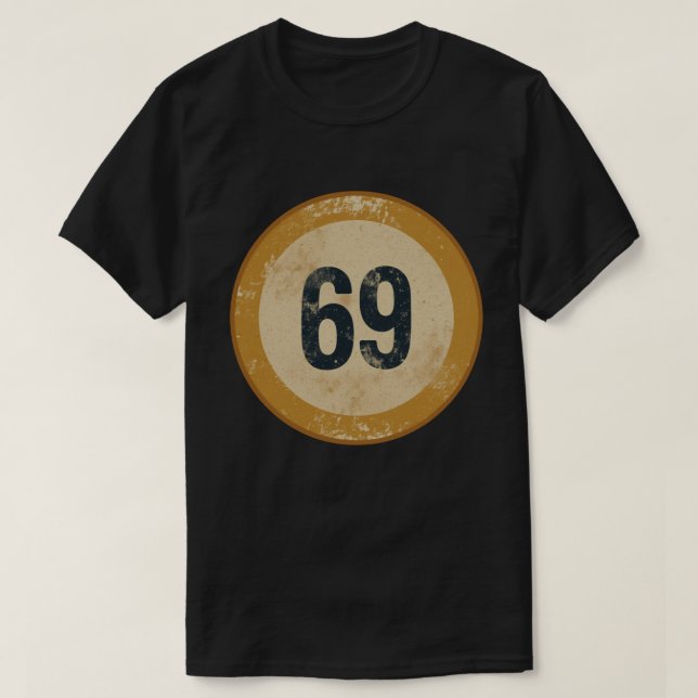 Vintage Distressed Number 69 T-Shirt (Design Front)