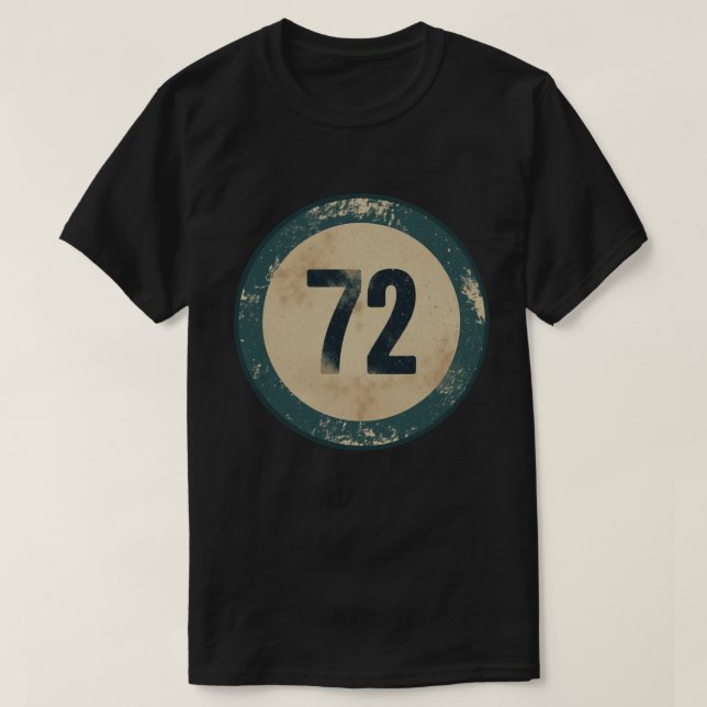 Vintage Distressed Number 72 T-Shirt (Design Front)