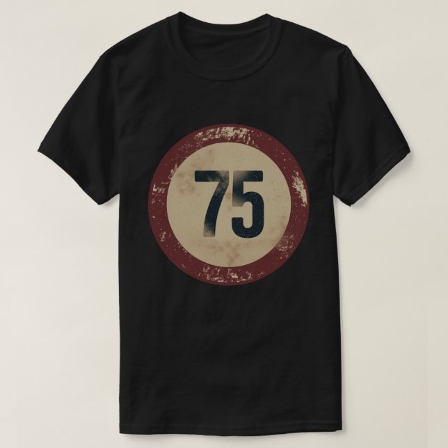 Vintage Distressed Number 75 T-Shirt (Design Front)