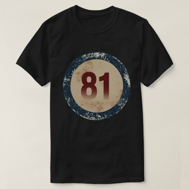 Vintage Distressed Number 81 T-Shirt (Design Front)