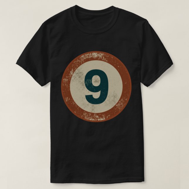 Vintage Distressed Number 9 T-Shirt (Design Front)