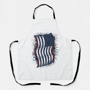 Vintage Distressed Patriotic Flag Shirt Design_1 Apron