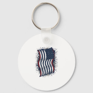 Vintage Distressed Patriotic Flag Shirt Design_1 Key Ring