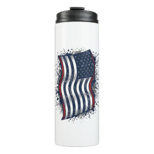 Vintage Distressed Patriotic Flag Shirt Design_1 Thermal Tumbler