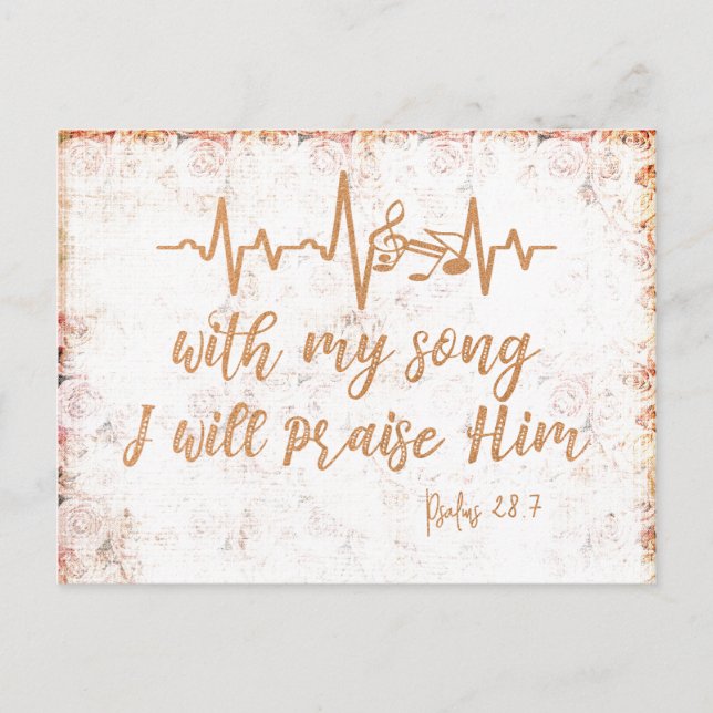 Vintage Distressed Psalms Song Bible Verse Postcard (Front)