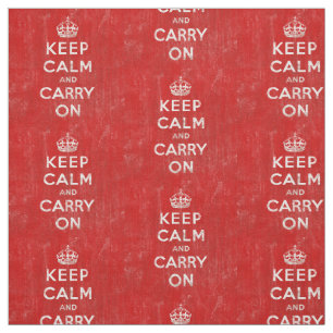 Vintage Distressed Red Keep Calm and Carry On Fabric