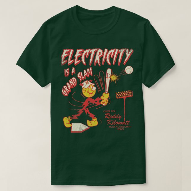 Vintage Distressed Reddy Kilowatt Baseball Hero T-Shirt (Design Front)