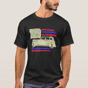 Vintage Distressed Retro American Flag Car 4th Of T-Shirt