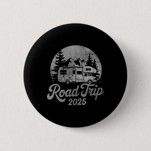 Vintage Distressed Road Trip 2025 Rv Camping Tee 6 Cm Round Badge