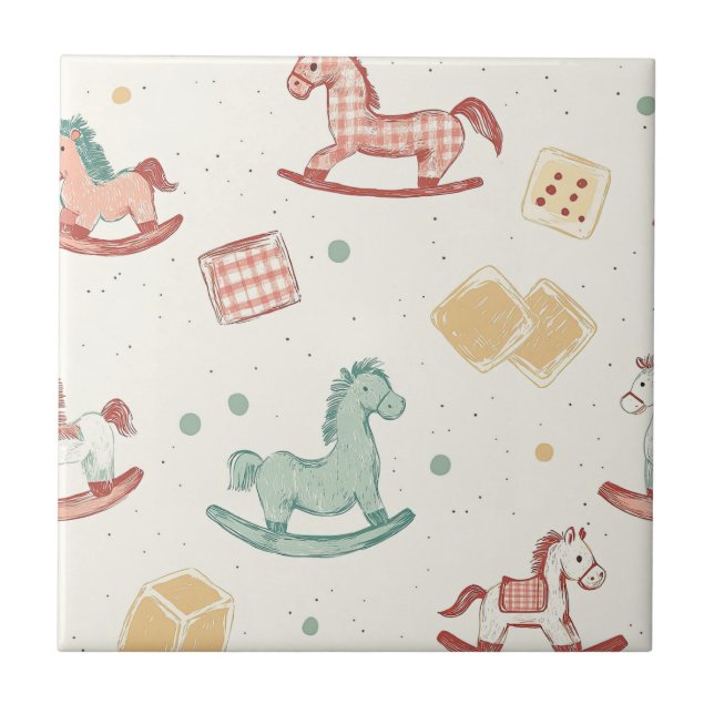 Vintage Distressed Rocking Horse Pattern (1) Tile (Front)