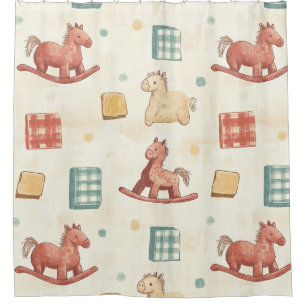 Vintage Distressed Rocking Horse Pattern (2) Shower Curtain