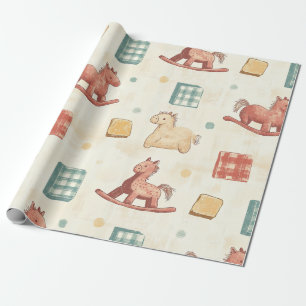 Vintage Distressed Rocking Horse Pattern (2) Wrapping Paper