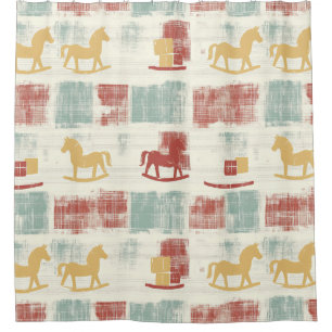 Vintage Distressed Rocking Horse Pattern (4) Shower Curtain
