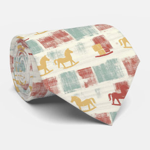 Vintage Distressed Rocking Horse Pattern (4) Tie