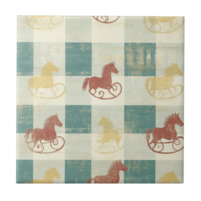 Vintage Distressed Rocking Horse Pattern (5) Tile (Front)