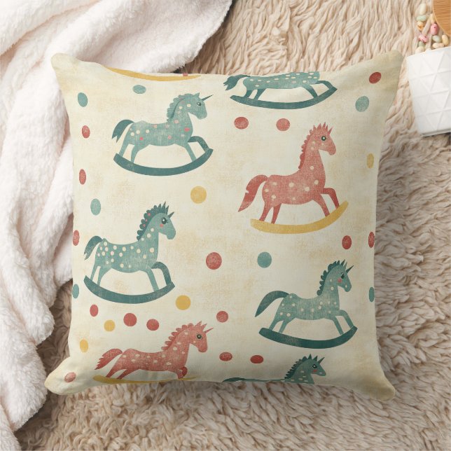 Vintage Distressed Rocking Horse Pattern (6) Cushion (Blanket)