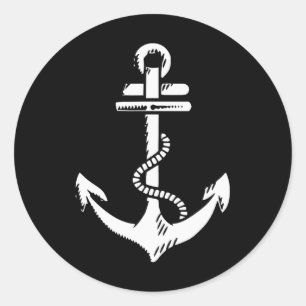 Vintage Distressed Sailing Nautical Grungy White A Classic Round Sticker