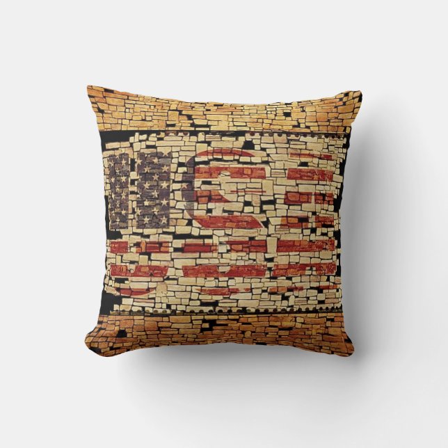 Vintage distressed USA Letters and American Flag Cushion (Front)
