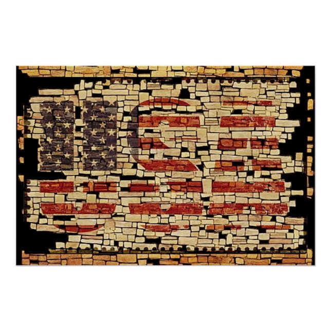 Vintage distressed USA Letters and American Flag Poster (Front)