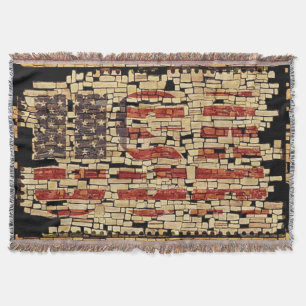 Vintage distressed USA Letters and American Flag Throw Blanket