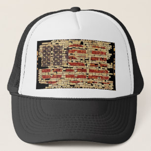 Vintage distressed USA Letters and American Flag Trucker Hat