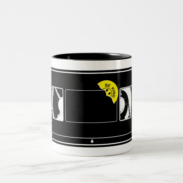 Vintage Distressed Video Tape Be Kind Rewind Two-Tone Coffee Mug (Center)