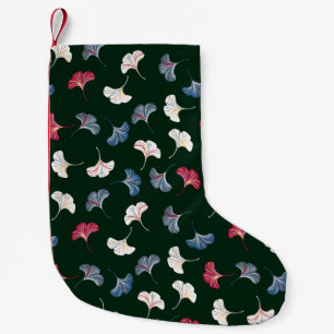Vintage ditsy seamless pattern with ginkgo leaves small christmas stocking