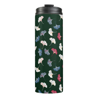 Vintage ditsy seamless pattern with ginkgo leaves  thermal tumbler