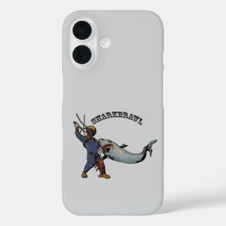 Vintage Diver Fighting a Shark Over a Lobster URM iPhone 16 Case
