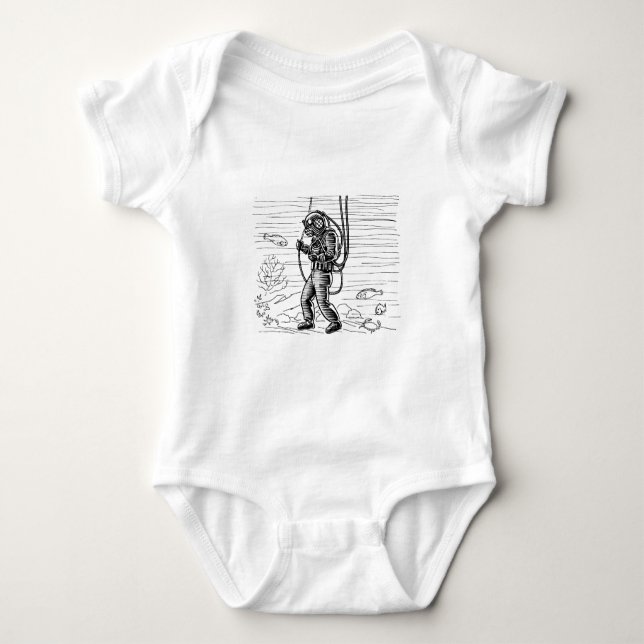 Vintage Diver - ocean diving suit Baby Bodysuit (Front)