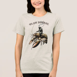 Vintage Diver Riding a Giant Clawed Lobster URM Tri-Blend Shirt