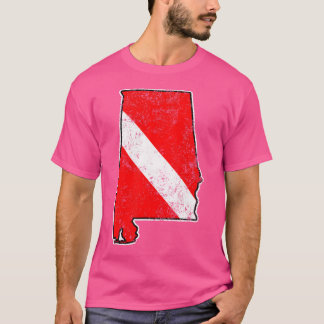 Vintage Diving Alabama Scuba Dive Flag Map Diving  T-Shirt
