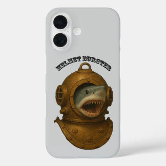Vintage Diving Helmet with a Shark Coming Out URM iPhone 16 Case