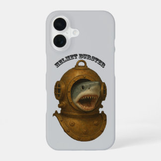 Vintage Diving Helmet with a Shark Coming Out URM iPhone 16 Case