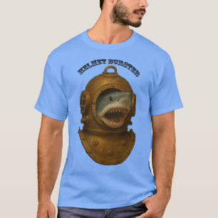 Vintage Diving Helmet with a Shark Coming Out URM T-Shirt