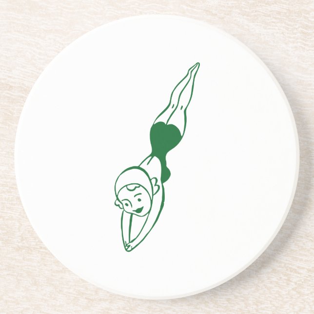 Vintage Diving Woman Coasters (Front)