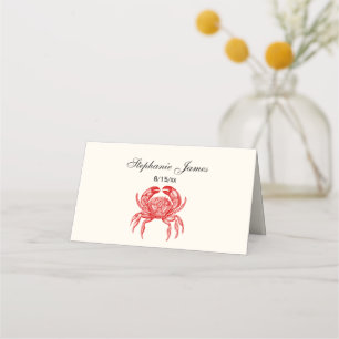 Vintage DIY Colour Crab #1 Ivory BG Red Place Card