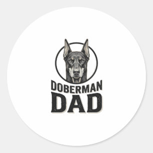 Vintage Doberman Dad Engraving Dog Lover Design_1 Classic Round Sticker