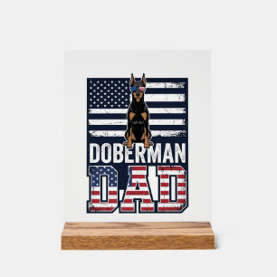 Vintage Doberman Dad Patriotic Dog Shirt Design_1 Acrylic Sign
