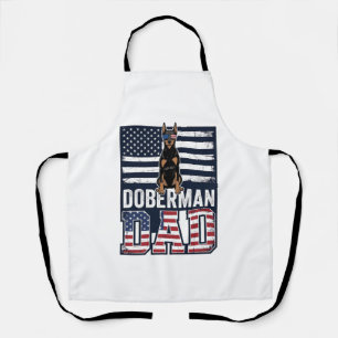 Vintage Doberman Dad Patriotic Dog Shirt Design_1 Apron
