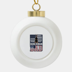 Vintage Doberman Dad Patriotic Dog Shirt Design_1 Ceramic Ball Christmas Ornament
