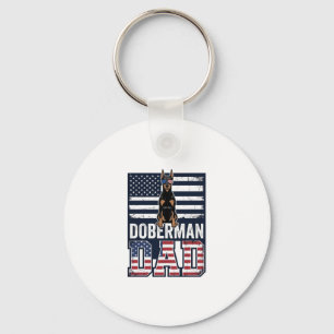 Vintage Doberman Dad Patriotic Dog Shirt Design_1 Key Ring
