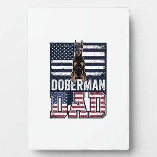 Vintage Doberman Dad Patriotic Dog Shirt Design_1 Plaque