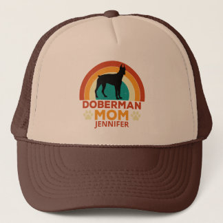 Vintage Doberman Dog Mum Sunset Personalised Trucker Hat