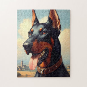 Vintage Doberman Painting Jigsaw Puzzle